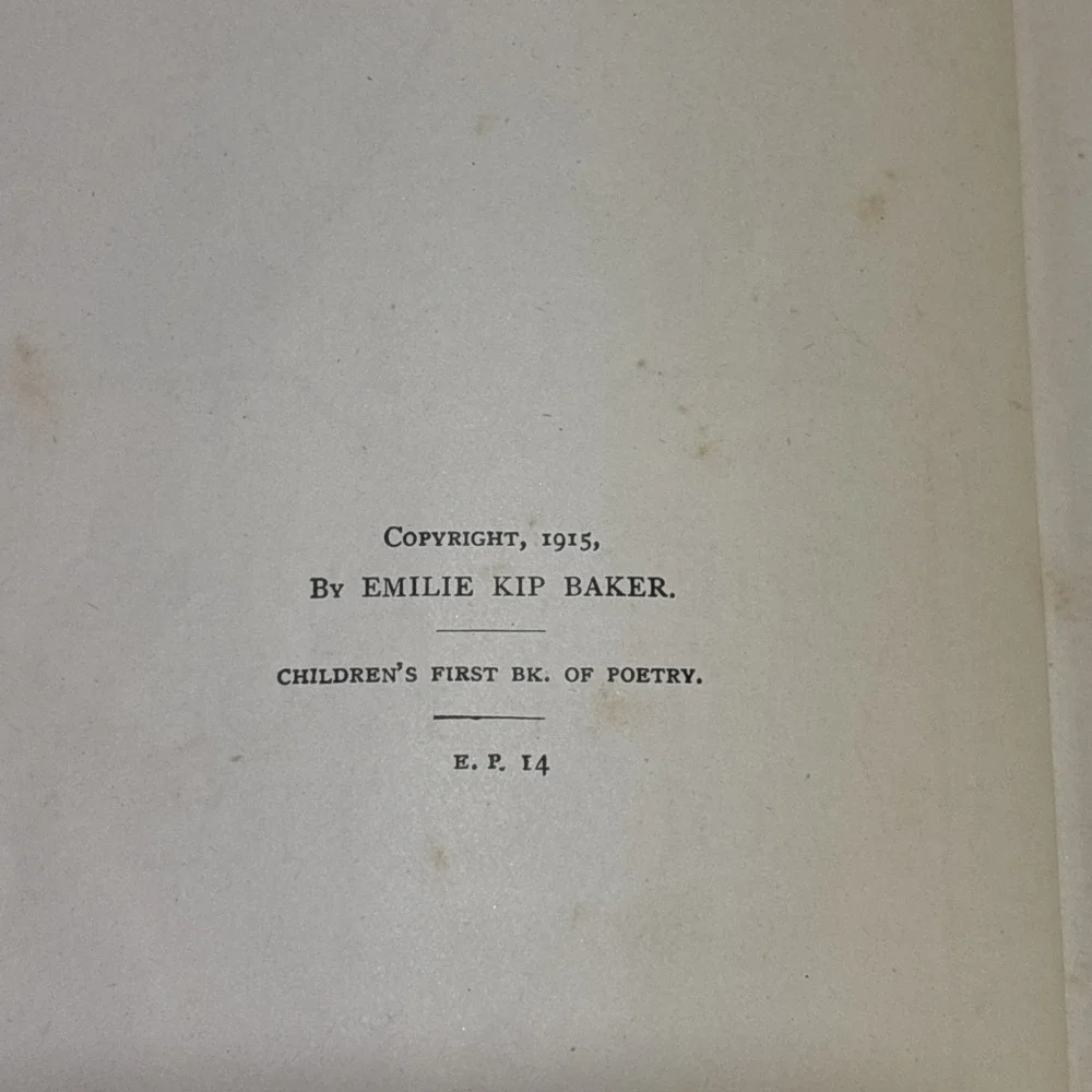 The Children's  Second Book of Poetry, by Emilie Kip Baker, Hardcover. 1915.‎